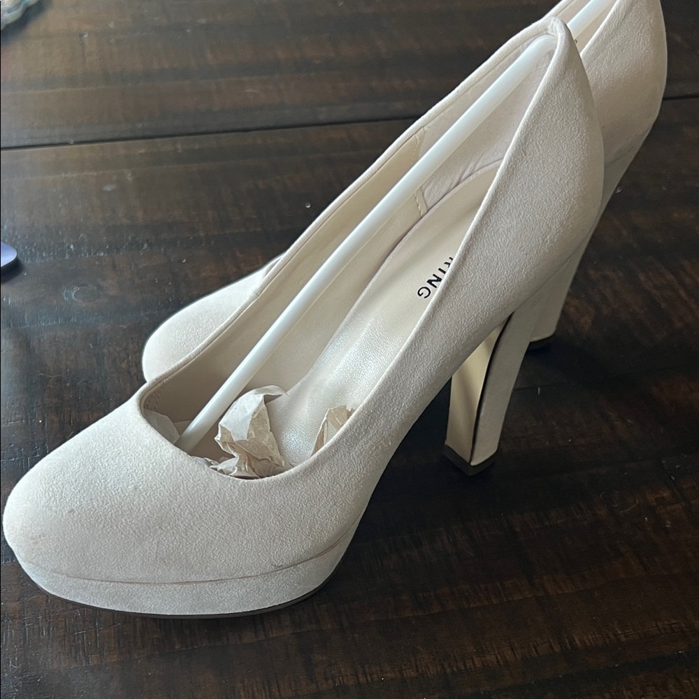 Call It Spring Cream Suede Platform Pumps